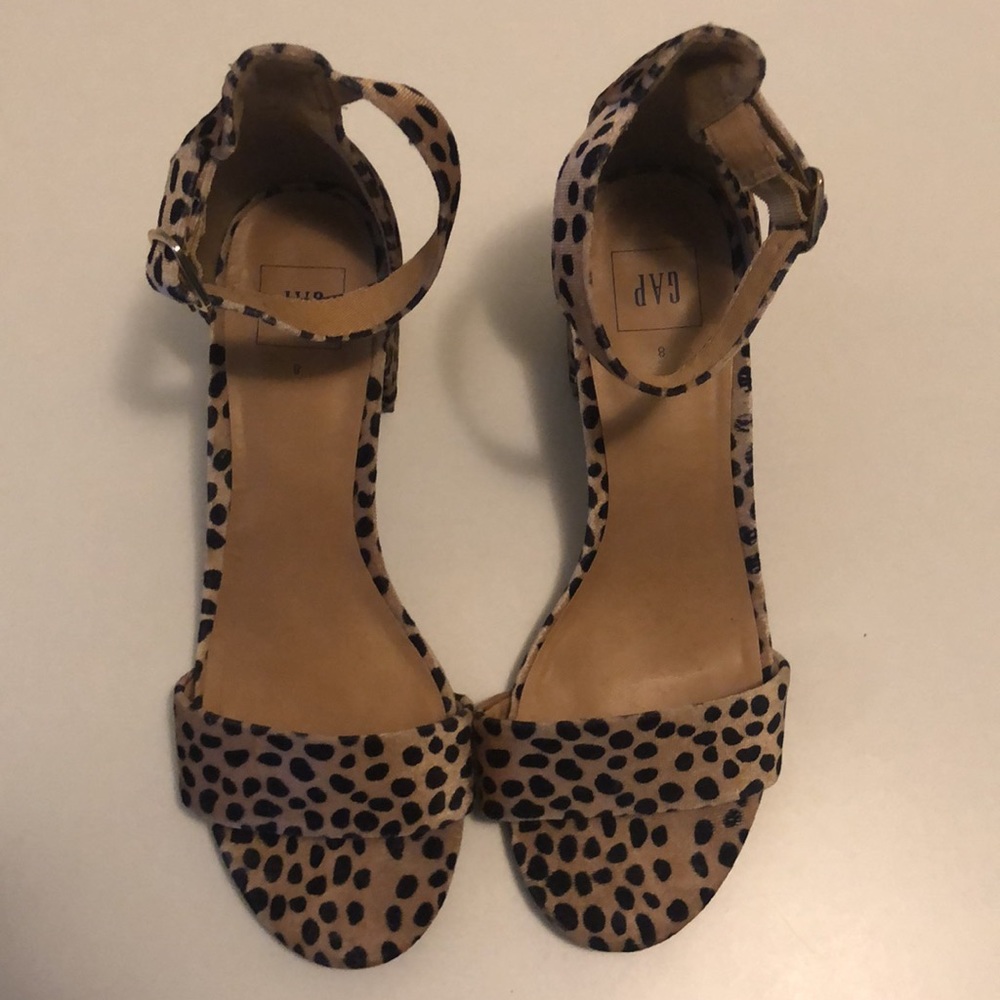 Velvet Leopard Low Block Heeled Sandals - Picture 2 of 6
